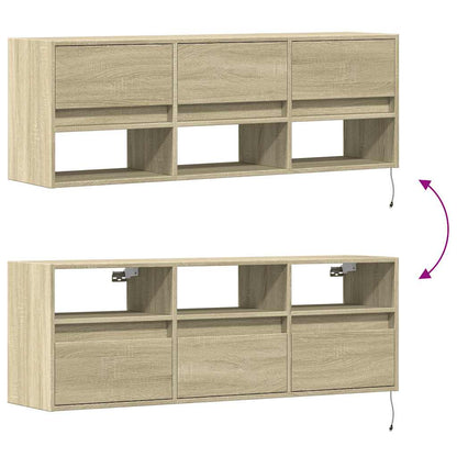 TV Wall Cabinet with LED Lights Sonoma Oak 130x31x45 cm