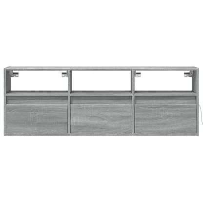 TV Wall Cabinet with LED Lights Grey Sonoma 130x31x45 cm