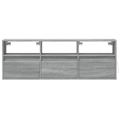 TV Wall Cabinet with LED Lights Grey Sonoma 130x31x45 cm