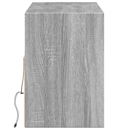 TV Wall Cabinet with LED Lights Grey Sonoma 130x31x45 cm