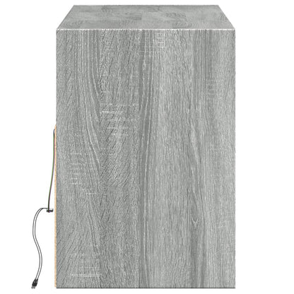TV Wall Cabinet with LED Lights Grey Sonoma 130x31x45 cm