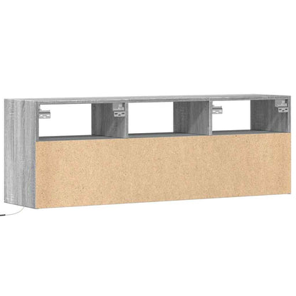 TV Wall Cabinet with LED Lights Grey Sonoma 130x31x45 cm
