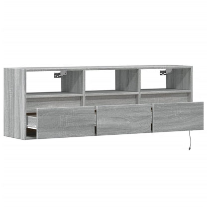TV Wall Cabinet with LED Lights Grey Sonoma 130x31x45 cm