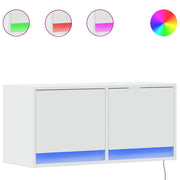 TV Wall Cabinet with LED Lights White 80x31x35 cm