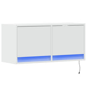 TV Wall Cabinet with LED Lights White 80x31x35 cm