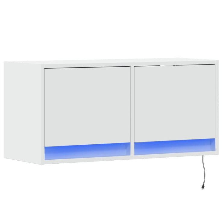TV Wall Cabinet with LED Lights White 80x31x35 cm