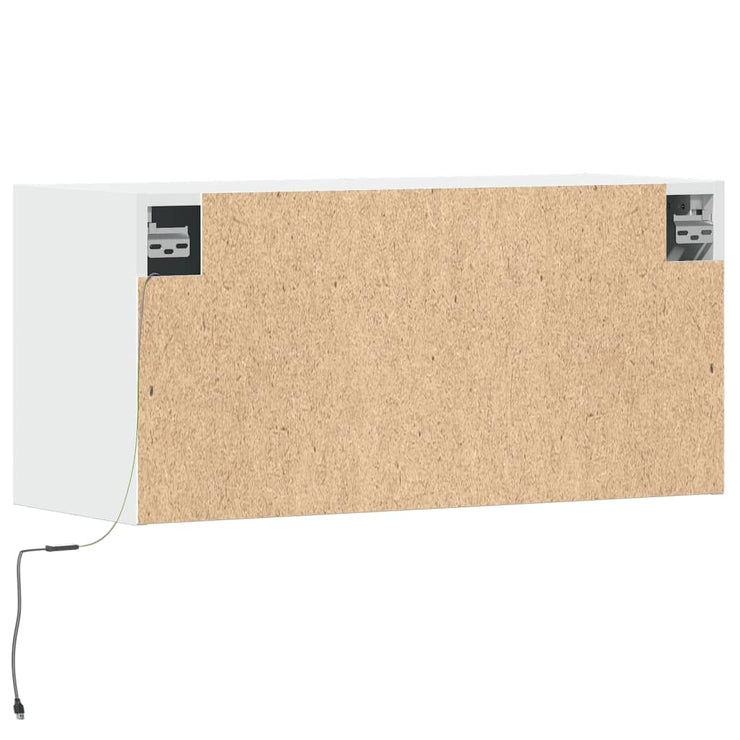 TV Wall Cabinet with LED Lights White 80x31x35 cm