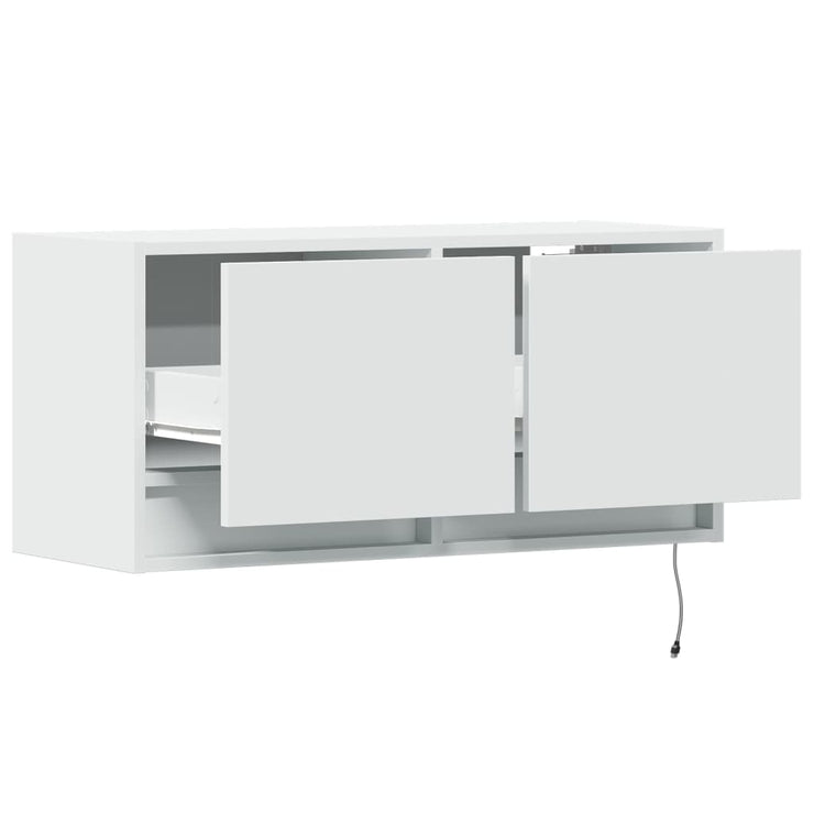 TV Wall Cabinet with LED Lights White 80x31x35 cm