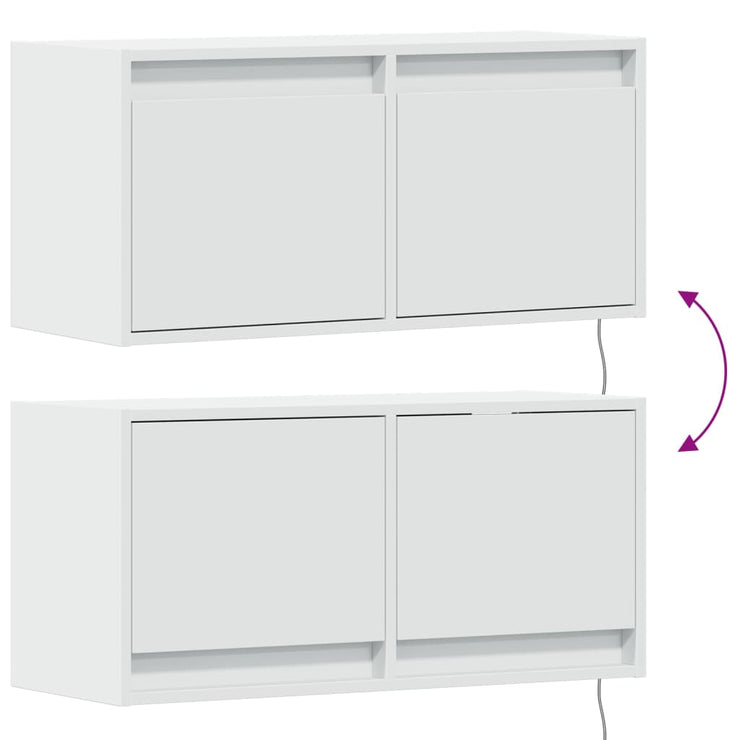 TV Wall Cabinet with LED Lights White 80x31x35 cm