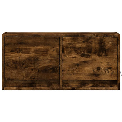 TV Wall Cabinet with LED Lights Smoked Oak 80x31x35 cm