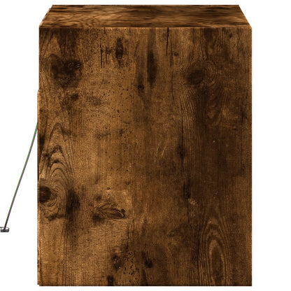 TV Wall Cabinet with LED Lights Smoked Oak 80x31x35 cm