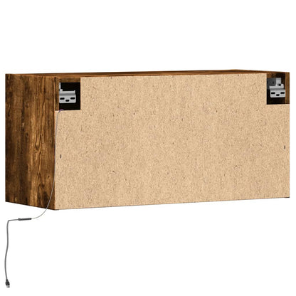 TV Wall Cabinet with LED Lights Smoked Oak 80x31x35 cm