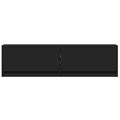 TV Wall Cabinet with LED Lights Black 140x31x38 cm