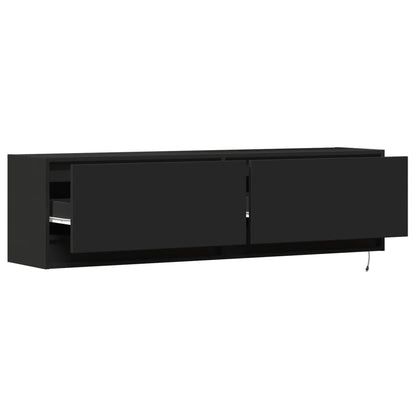 TV Wall Cabinet with LED Lights Black 140x31x38 cm