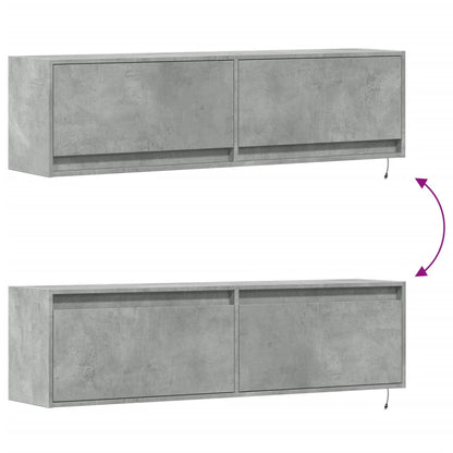 TV Wall Cabinet with LED Lights Concrete Grey 140x31x38 cm