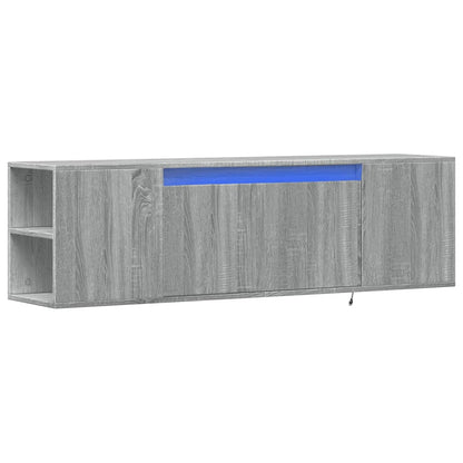 TV Wall Cabinet with LED Lights Grey Sonoma 135x31x39.5 cm