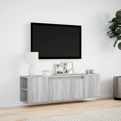 TV Wall Cabinet with LED Lights Grey Sonoma 135x31x39.5 cm