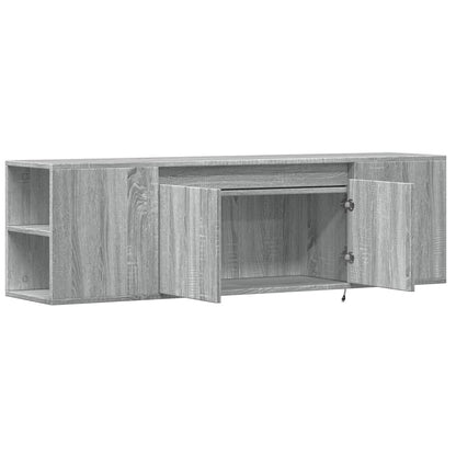 TV Wall Cabinet with LED Lights Grey Sonoma 135x31x39.5 cm