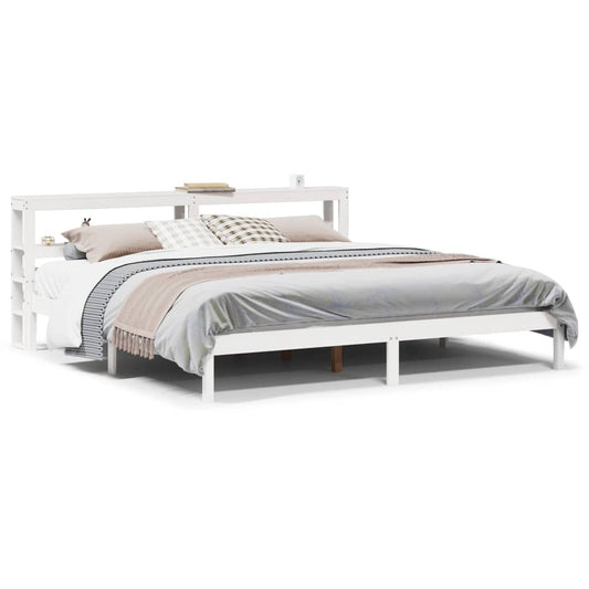 Bed Frame without Mattress White 180x200 cm Super King Solid Wood Pine