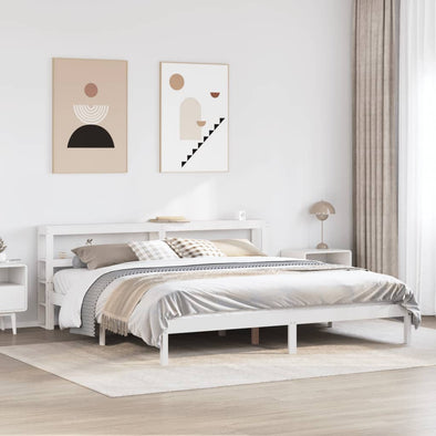 Bed Frame without Mattress White 200x200 cm Solid Wood Pine