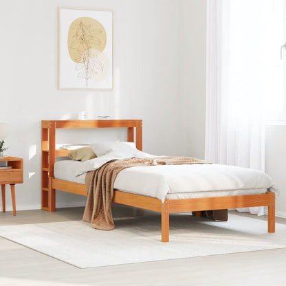 Bed Frame with Headboard without Mattress Wax Brown 75x190 cm Small Single