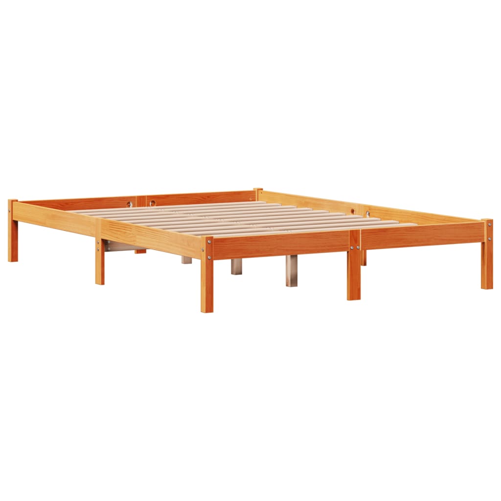 Bed Frame with Headboard without Mattress Wax Brown 120x200 cm