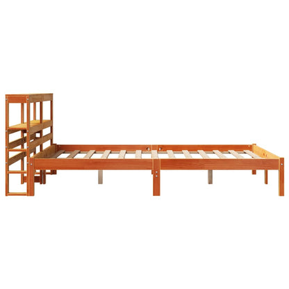 Bed Frame with Headboard without Mattress Wax Brown 140x200 cm