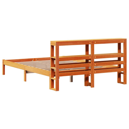 Bed Frame with Headboard without Mattress Wax Brown 150x200 cm King Size