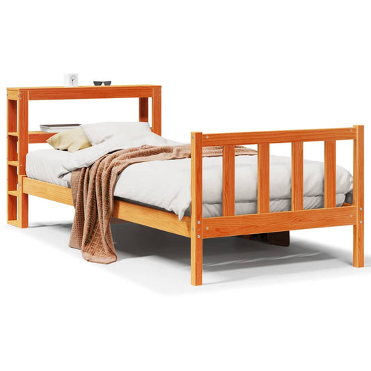Bed Frame with Headboard without Mattress Wax Brown 100x200 cm