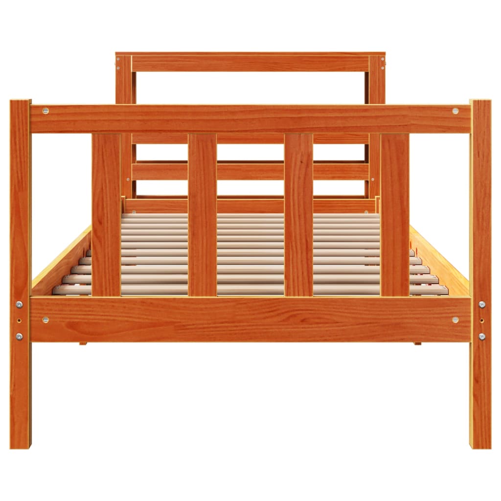 Bed Frame with Headboard without Mattress Wax Brown 100x200 cm