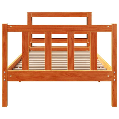 Bed Frame with Headboard without Mattress Wax Brown 100x200 cm