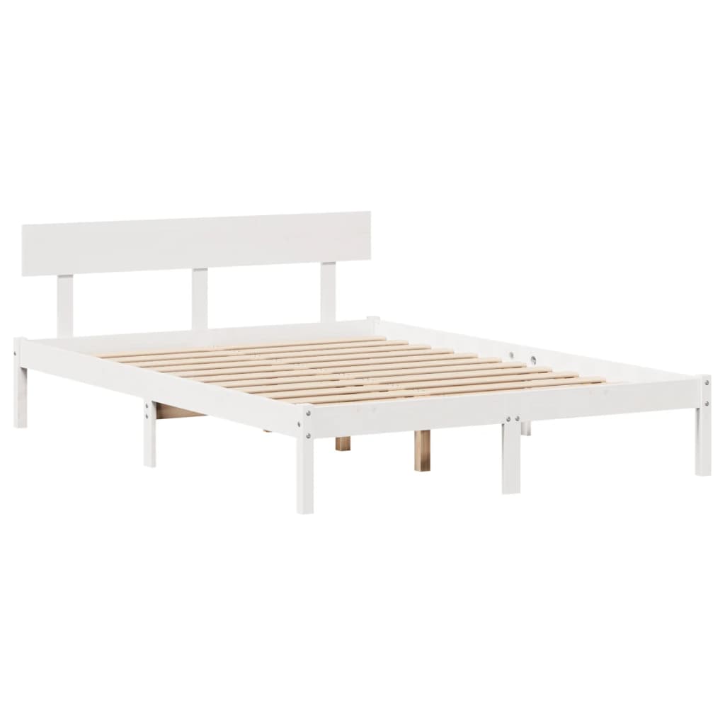 Bed Frame without Mattress White 120x200 cm Solid Wood Pine