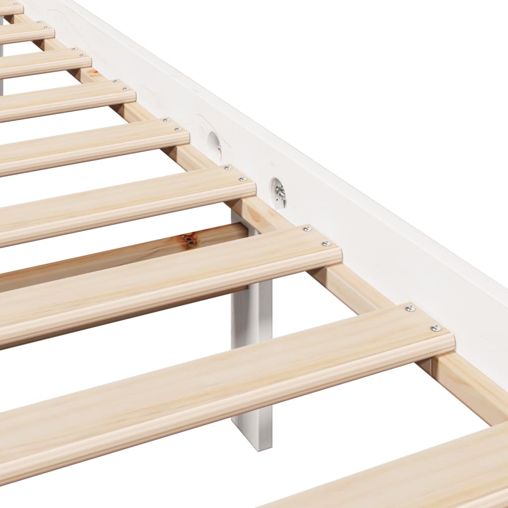 Bed Frame without Mattress White 150x200 cm King Size Solid Wood Pine