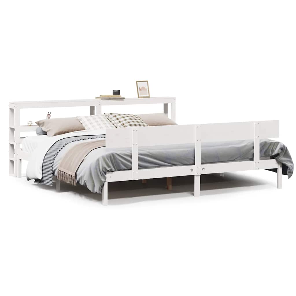 Bed Frame without Mattress White 180x200 cm Super King Solid Wood Pine