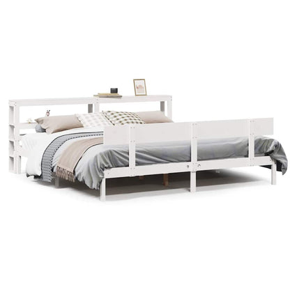 Bed Frame without Mattress White 180x200 cm Super King Solid Wood Pine