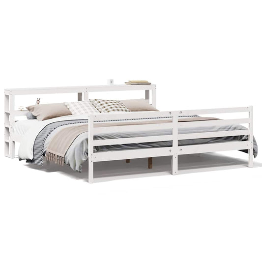 Bed Frame without Mattress White 200x200 cm Solid Wood Pine