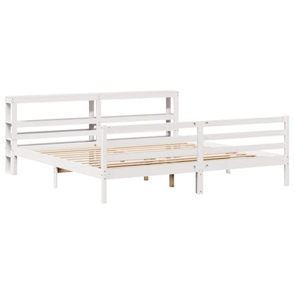 Bed Frame without Mattress White 200x200 cm Solid Wood Pine