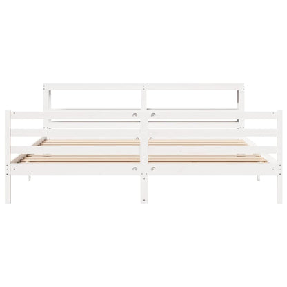Bed Frame without Mattress White 200x200 cm Solid Wood Pine