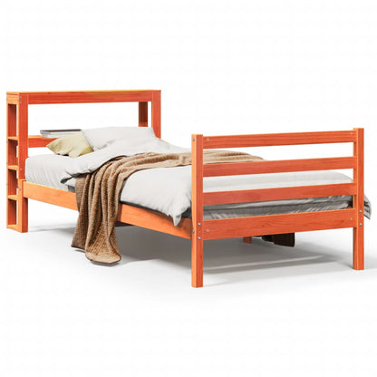 Bed Frame without Mattress Wax Brown 75x190 cm Small Single Solid Wood Pine