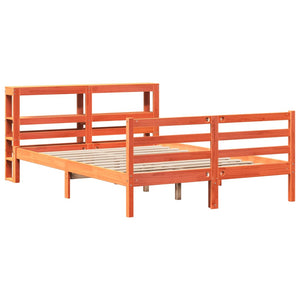 Bed Frame with Headboard Wax Brown 120x190 cm Small Double Solid Wood Pine