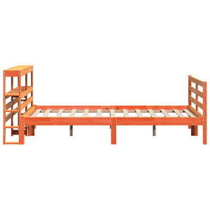 Bed Frame with Headboard Wax Brown 140x200 cm Solid Wood Pine