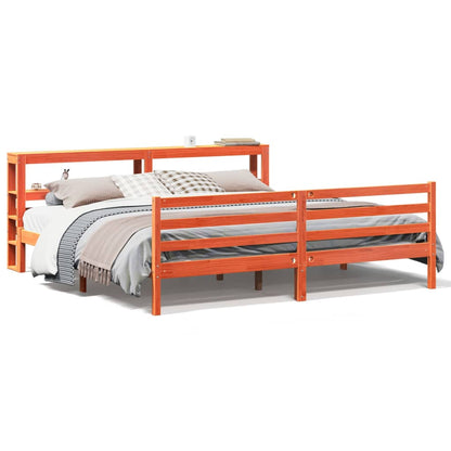 Bed Frame without Mattress Wax Brown 200x200 cm Solid Wood Pine