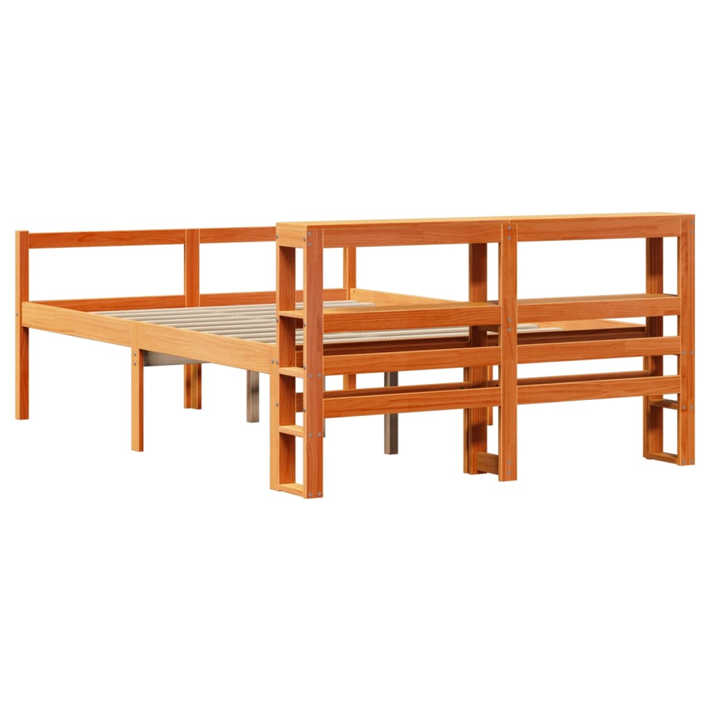 Bed Frame with Headboard without Mattress Wax Brown 135x190 cm Double