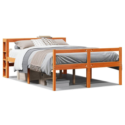 Bed Frame with Headboard without Mattress Wax Brown 150x200 cm King Size