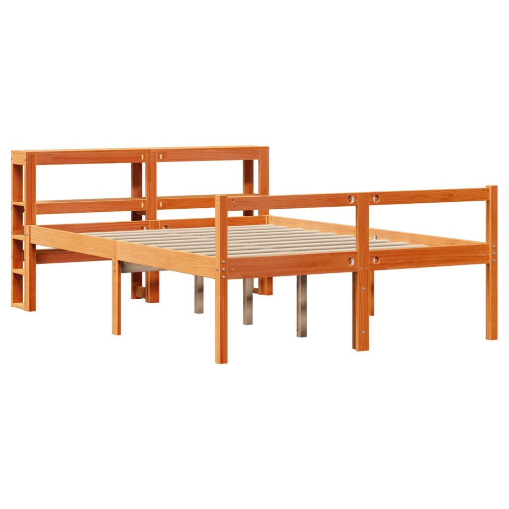 Bed Frame with Headboard without Mattress Wax Brown 160x200 cm