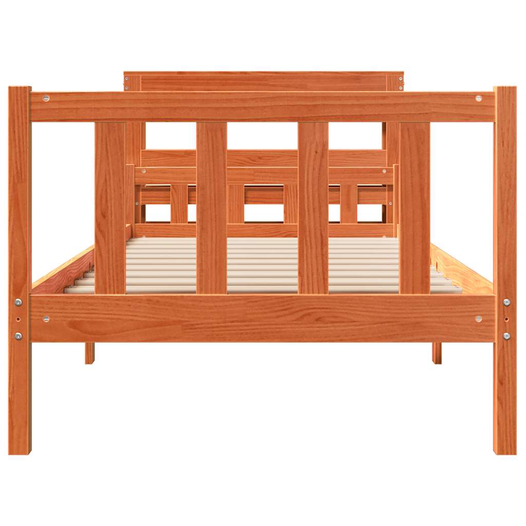 Bed Frame with Headboard without Mattress Wax Brown 75x190 cm Small Single