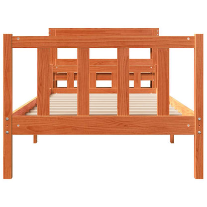 Bed Frame with Headboard without Mattress Wax Brown 75x190 cm Small Single