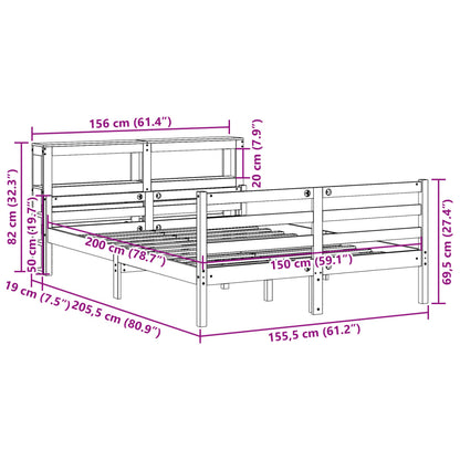 Bed Frame with Headboard without Mattress White 150x200 cm King Size