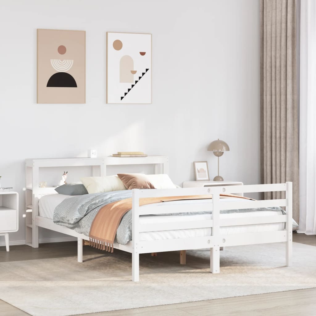 Bed Frame with Headboard without Mattress White 150x200 cm King Size