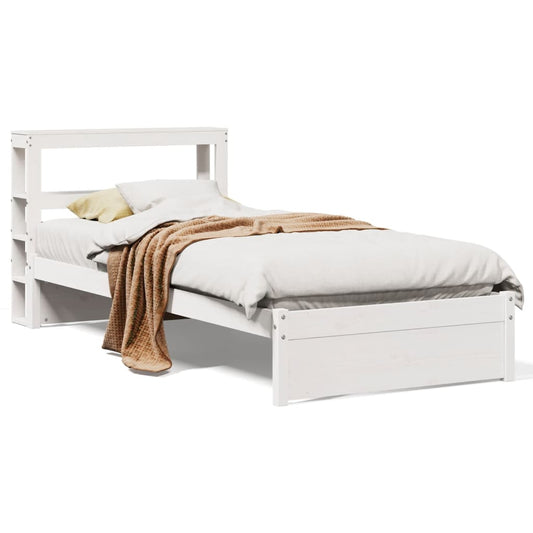 Bed Frame with Headboard without Mattress White 75x190 cm